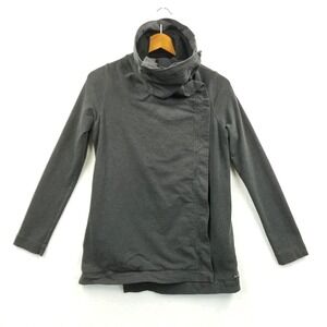 Lululemon Easy Coast Wrap Women 4 Charcoal‎ Gray Snap Funnel Neck Sweater Jacket